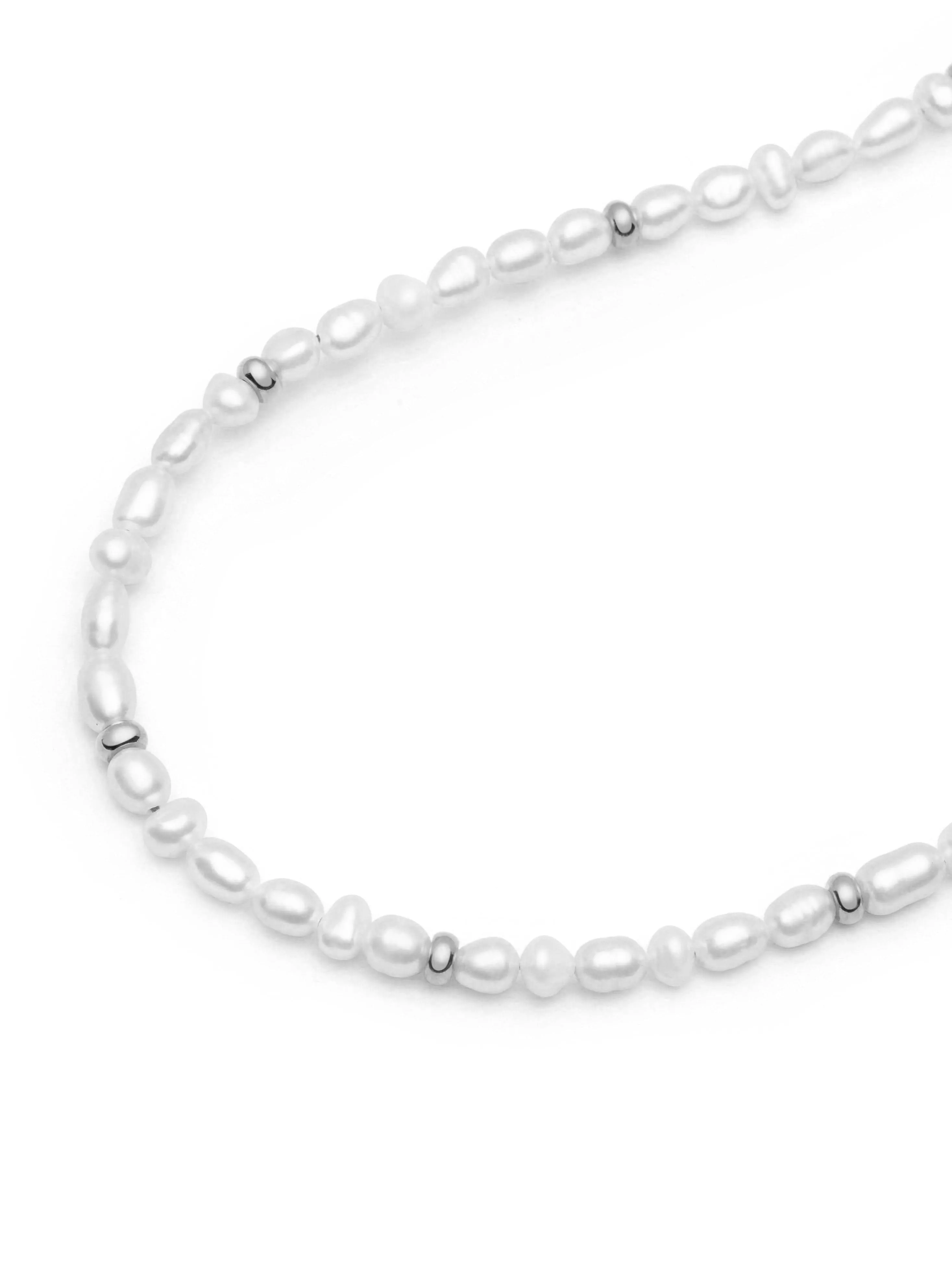 Men's Mini Pearl Choker with Silver