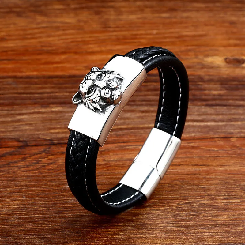 Men's Personalized Titanium Steel Retro Tiger Scalp Bracelet – Fashionable and Durable Accessory