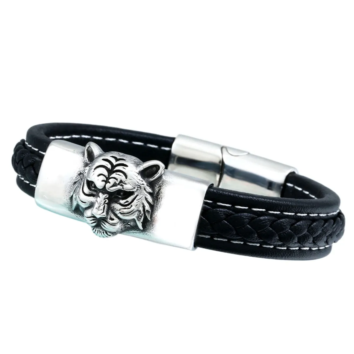 Men's Personalized Titanium Steel Retro Tiger Scalp Bracelet – Fashionable and Durable Accessory