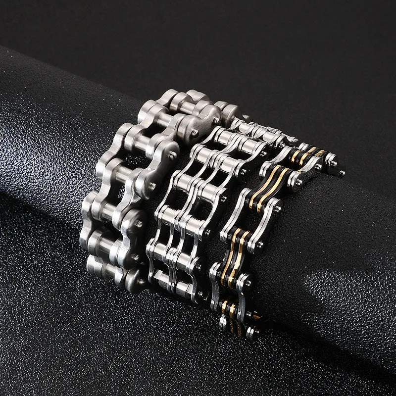 Men's Punk Fashion Stainless Steel Bicycle Bracelet - Dominant Titanium Steel Locomotive Chain Jewelry