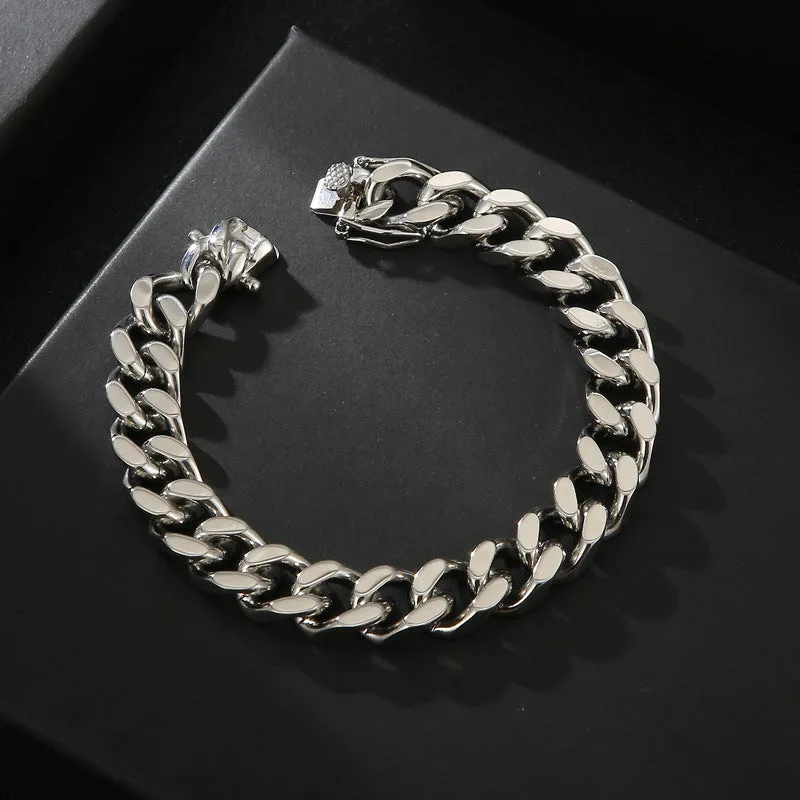 Men's Punk Rock Titanium Steel Bracelet - Simple Stainless Steel Four-Sided Grind Jewelry