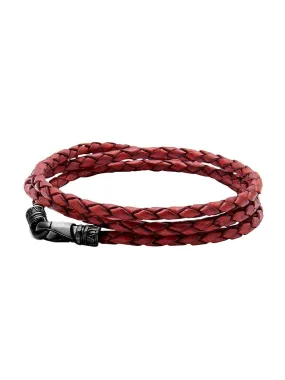 Men's Red Wrap Around Leather Bracelet