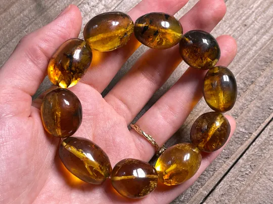 Mexican AMBER Crystal Bracelet - Beaded Bracelet, Handmade Jewelry, Healing Crystals and Stones, 48462