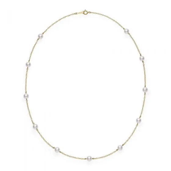 Mikimoto 18K Yellow Gold 5.5mm Cultured Akoya Pearl Station Necklace, 18in