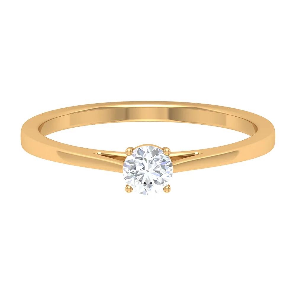 Minimal Round Lab Grown Diamond Solitaire Ring