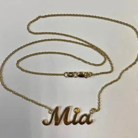 Name Necklace Mia Citrine Accent Yellow Gold