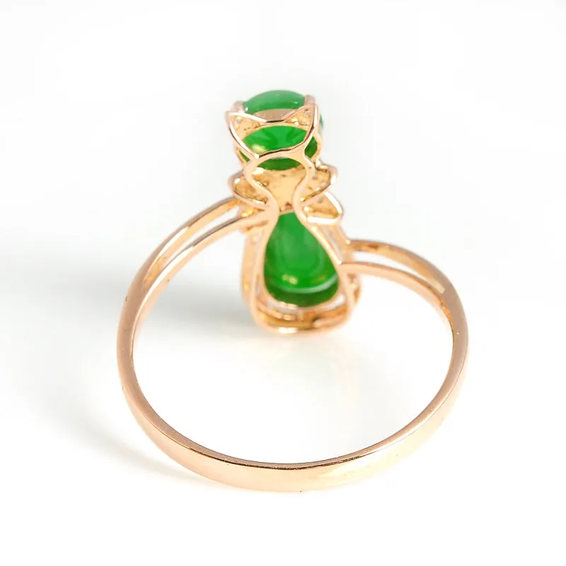 Natural Jade Ring Jadeite Gold Kitty Ring RG28