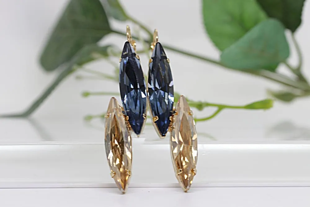 Navy blue champagne earrings