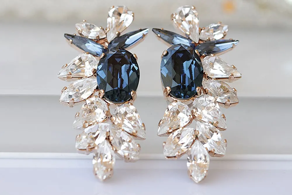 NAVY CLUSTER EARRINGS