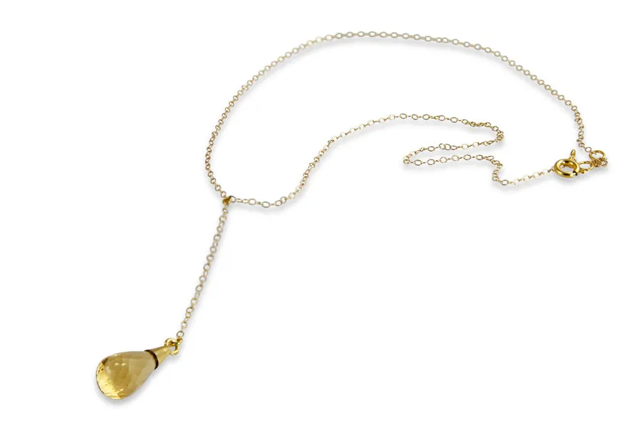 Necklace - Chain & Stone Citrine Drop Gold Filled 17"