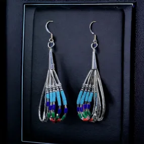 OLDTRIBES™ Silver Sterling Green and Red Earrings