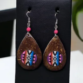 OLDTRIBES™ Wood Painted PInk and Purple Round Earrings