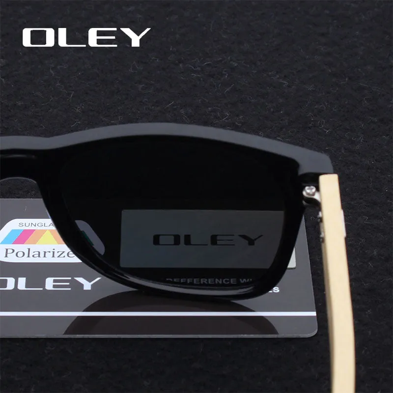 Oley Brand Men's Square Bamboo Polarized Sunglasses Original Wood Y6625