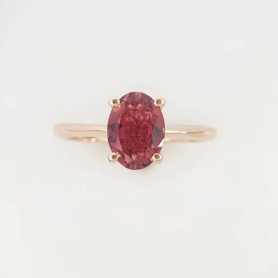 Oval Pink Tourmaline Solitaire Ring