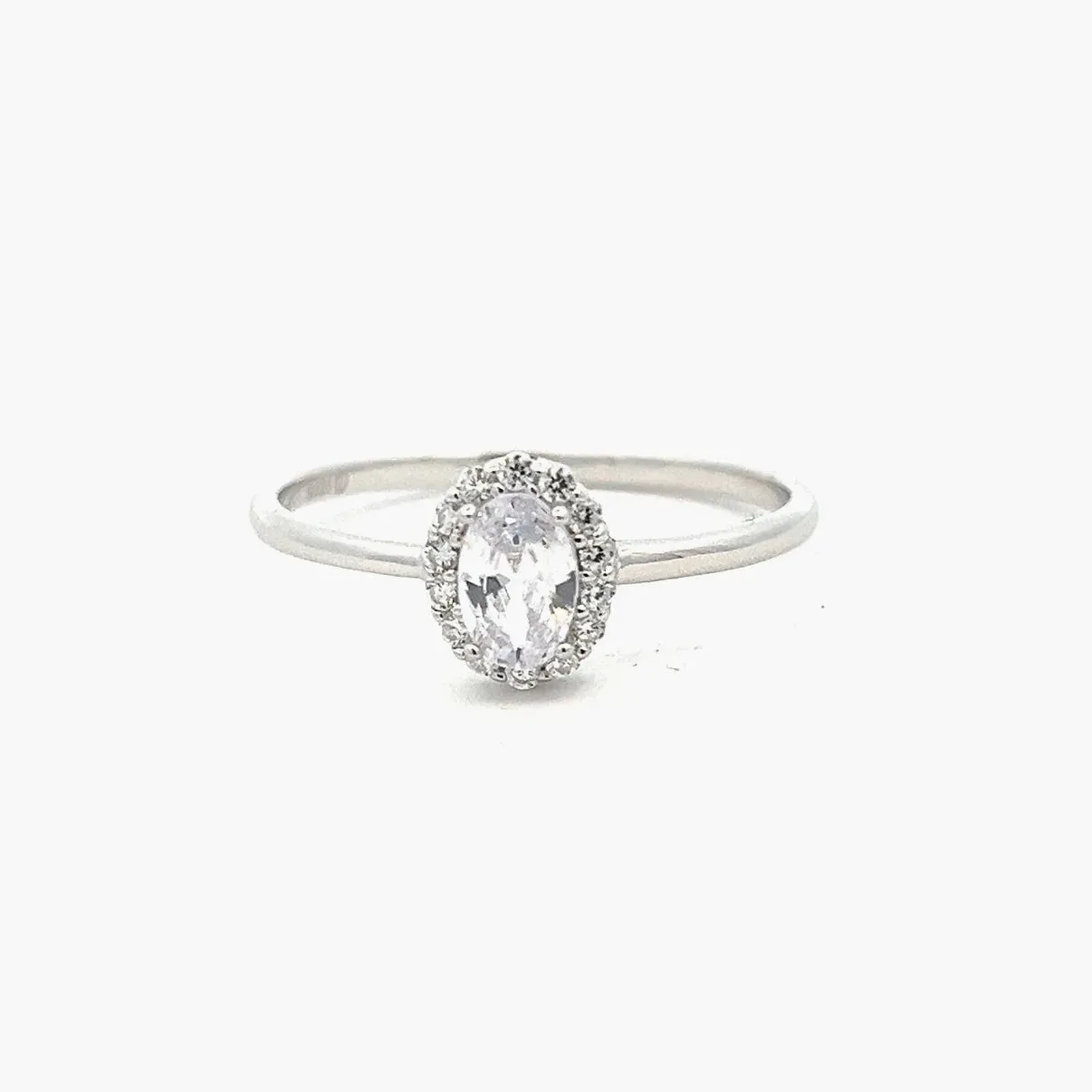 Oval Ring Dainty Halo Cubic Zirconia Stackable Luxury 925 Sterling Silver Engagement and Fashion Ring KESLEY