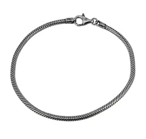 Oxidized Sterling Silver Snake Chain Bracelet | Unique Silver Bracelet for Men & Women