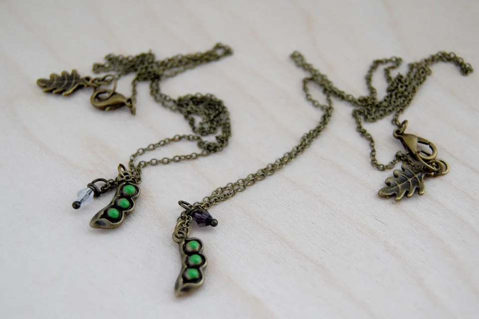 Peapod BFF Necklace (Sold Singly) | Brass Peapod Charm Necklace | Best Friend Necklace