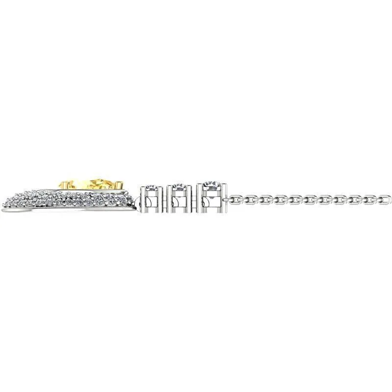 Pear Citrine Diamond Pendant Necklace 18K White Gold