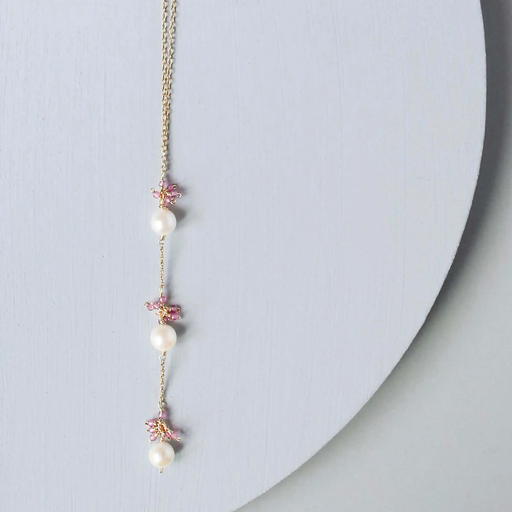 Pearl and Pink Tourmaline Necklace