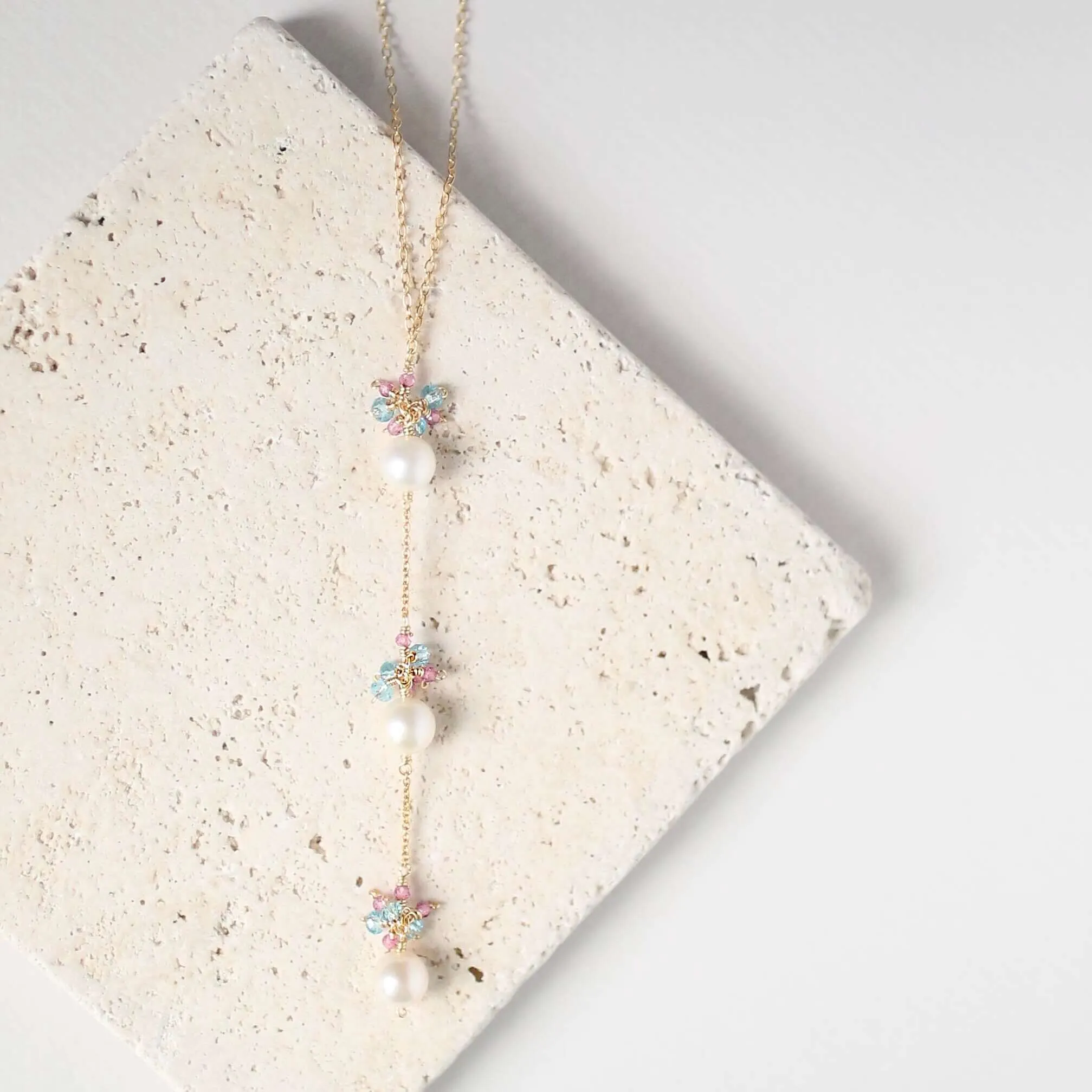 Pearl and Pink Tourmaline Necklace