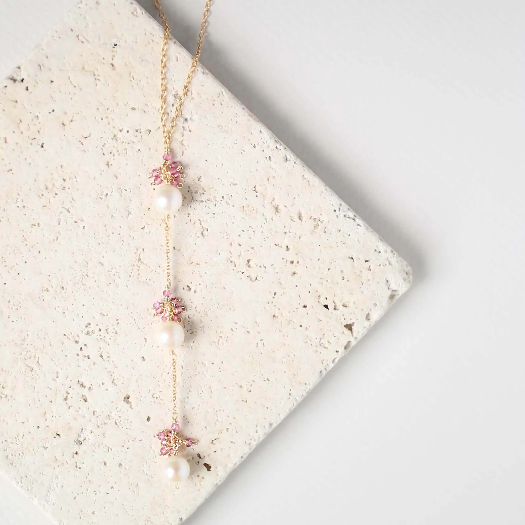 Pearl and Pink Tourmaline Necklace