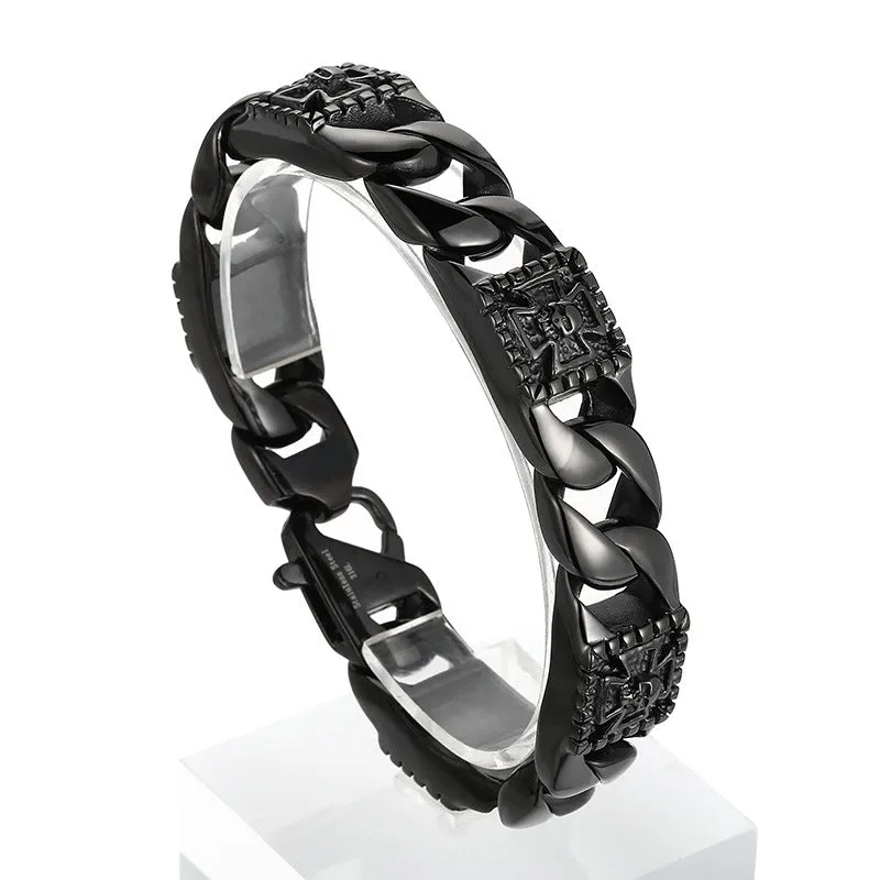 Personalized Pharaoh Skull Men's Titanium Steel Bracelet from the Planderful Everyday Genie Collection