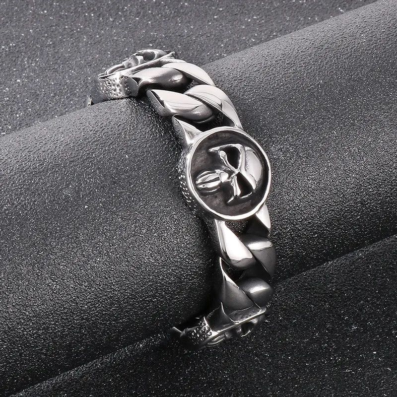 Personalized Pharaoh Skull Men's Titanium Steel Bracelet from the Planderful Everyday Genie Collection