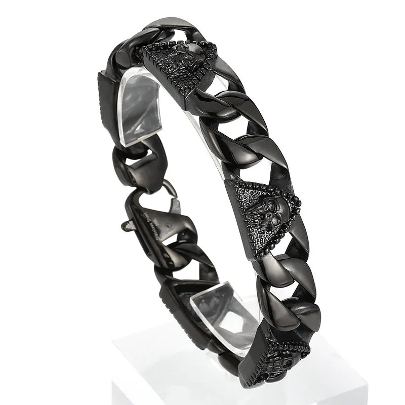 Personalized Pharaoh Skull Men's Titanium Steel Bracelet from the Planderful Everyday Genie Collection