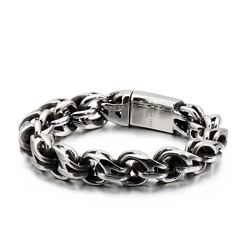 Personalized Trendy Titanium Steel Leaf Bracelet for Men - Retro Korean Style Stainless Steel Jewelry