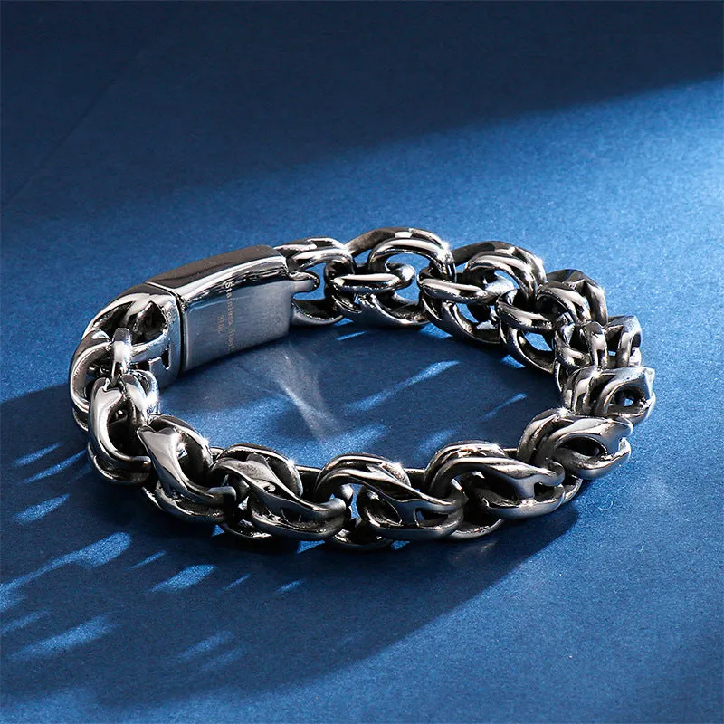 Personalized Trendy Titanium Steel Leaf Bracelet for Men - Retro Korean Style Stainless Steel Jewelry