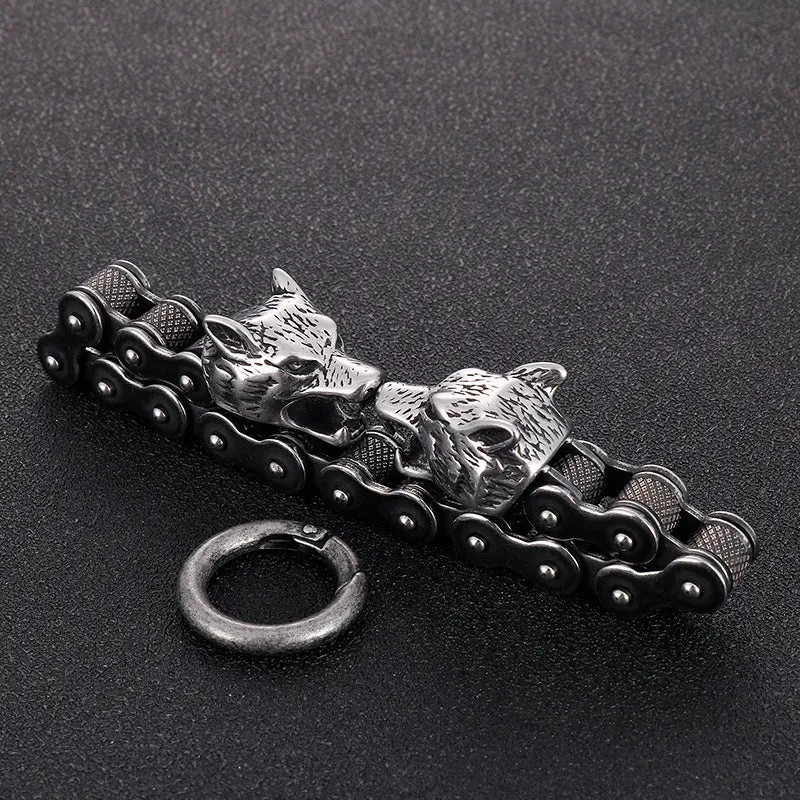 Personalized Vintage Wolf Head Bracelet for Men - Exaggerated Punk Titanium Steel Design