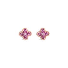 Pink Sapphire & Diamond Clover Earrings