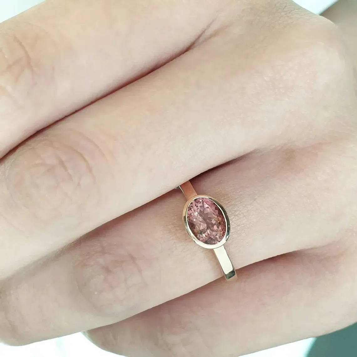 Pink tourmaline ring gold