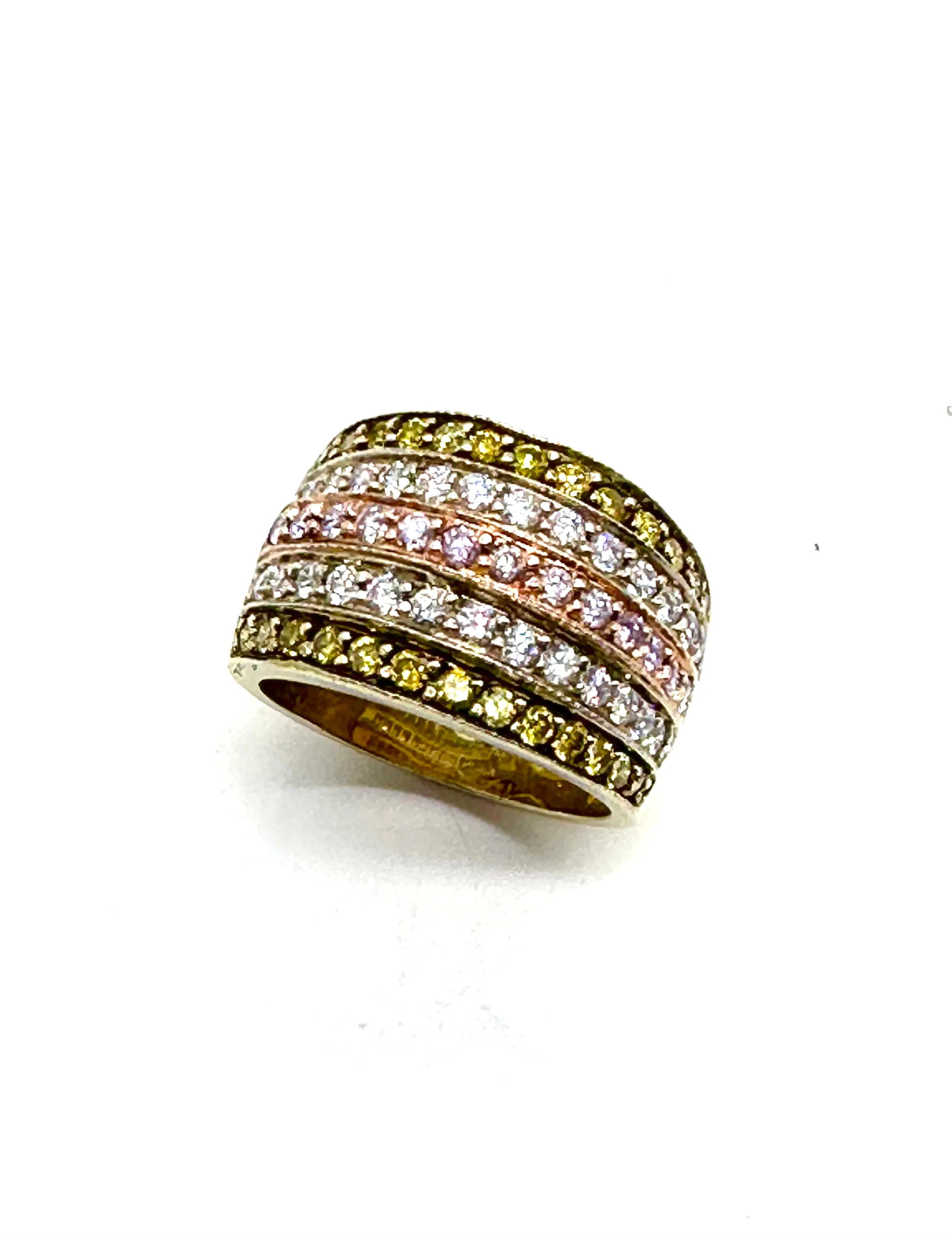 Pink, Yellow and White Diamond Fashion Ring