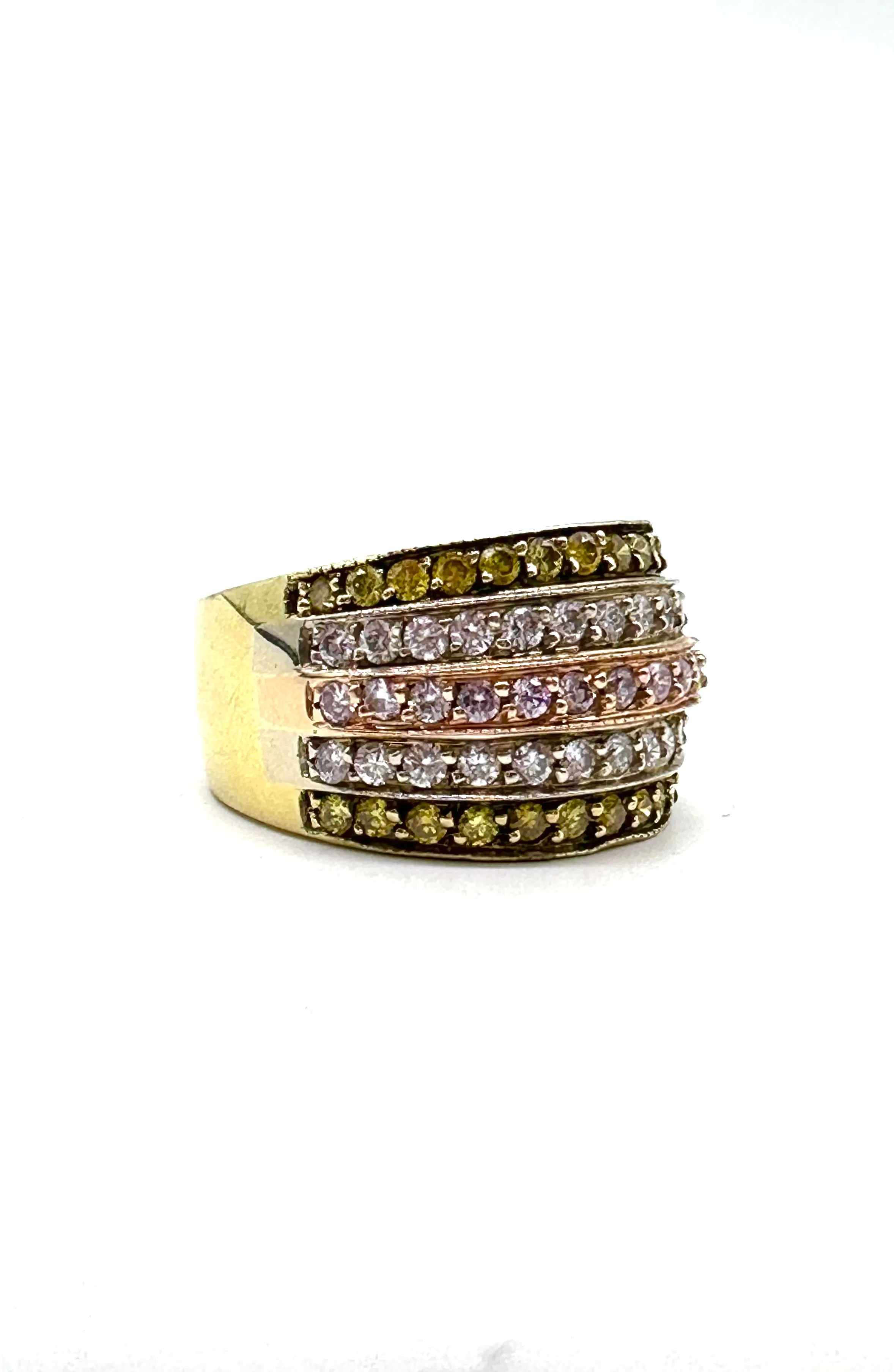 Pink, Yellow and White Diamond Fashion Ring