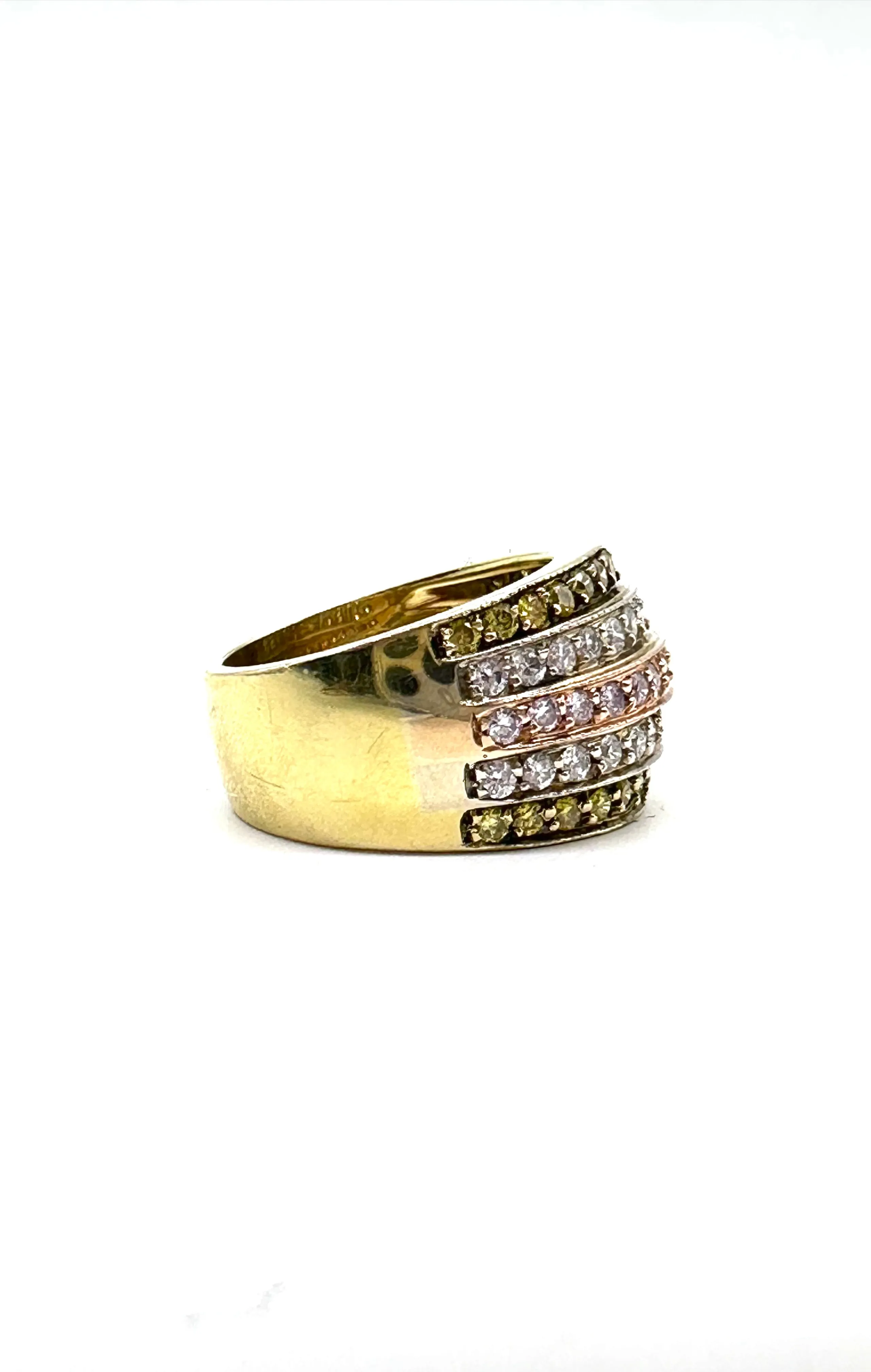 Pink, Yellow and White Diamond Fashion Ring