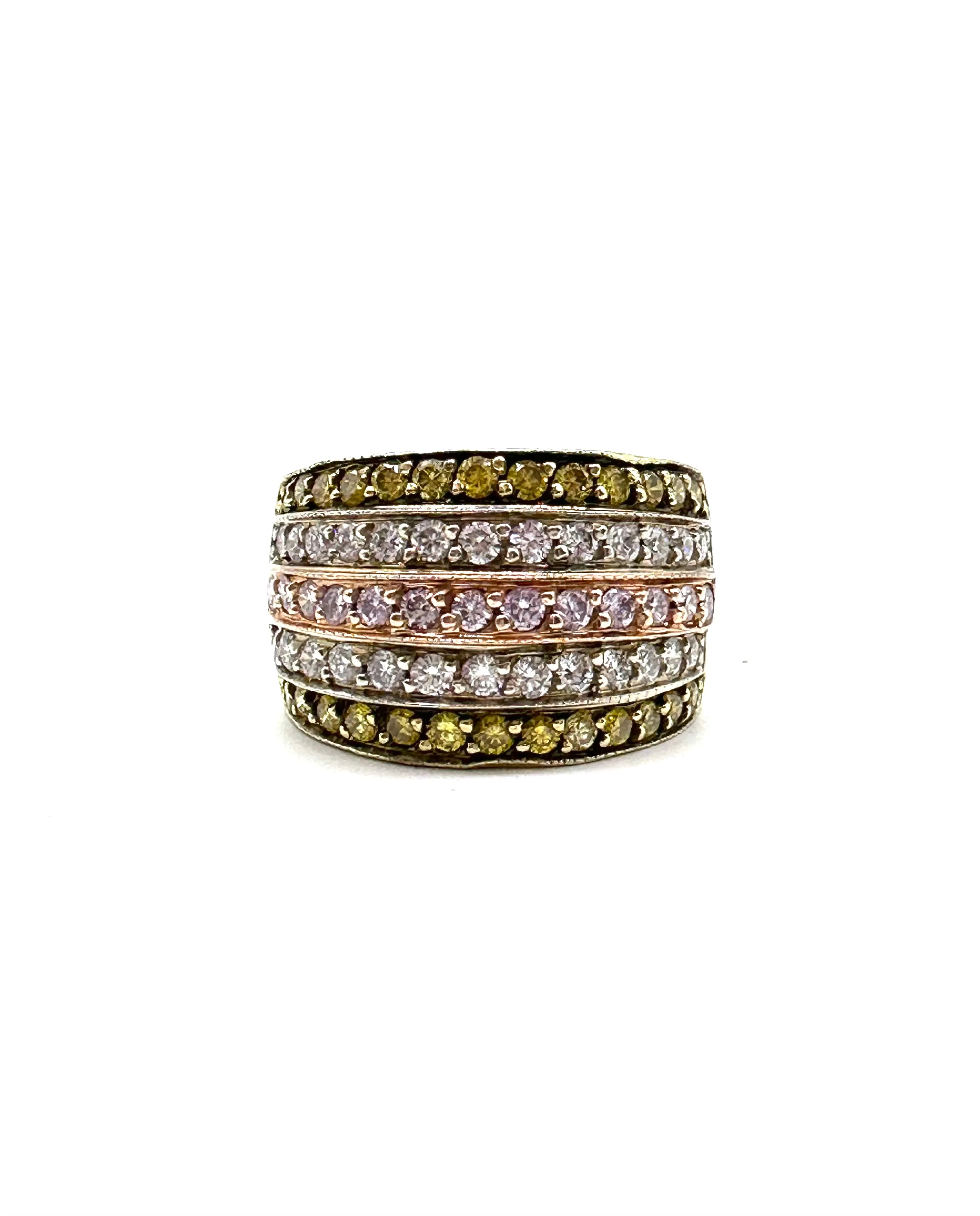 Pink, Yellow and White Diamond Fashion Ring