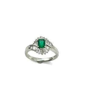 Platinum Emerald and Diamond Ring