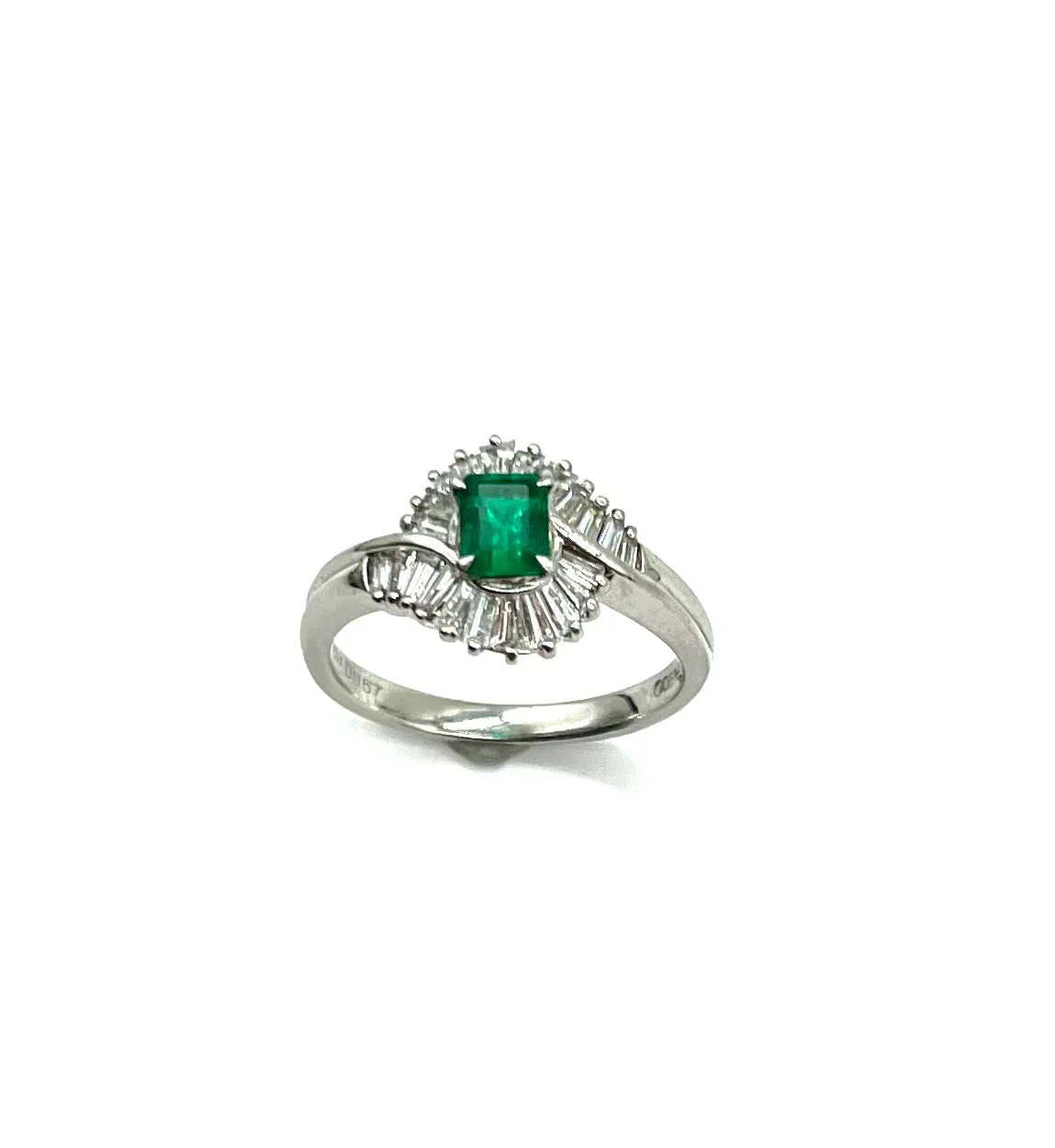 Platinum Emerald and Diamond Ring