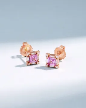 Princess Midi Pink Sapphire Studs