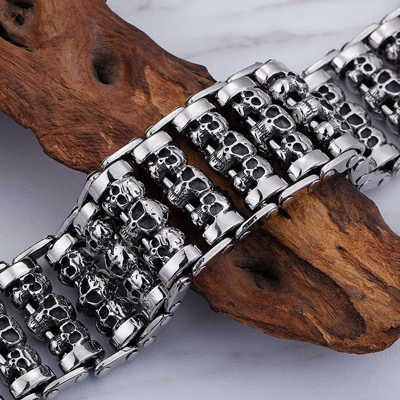 Punk Skull Titanium Steel Bracelets for Men - Trendy Fashion Accessories Wholesale