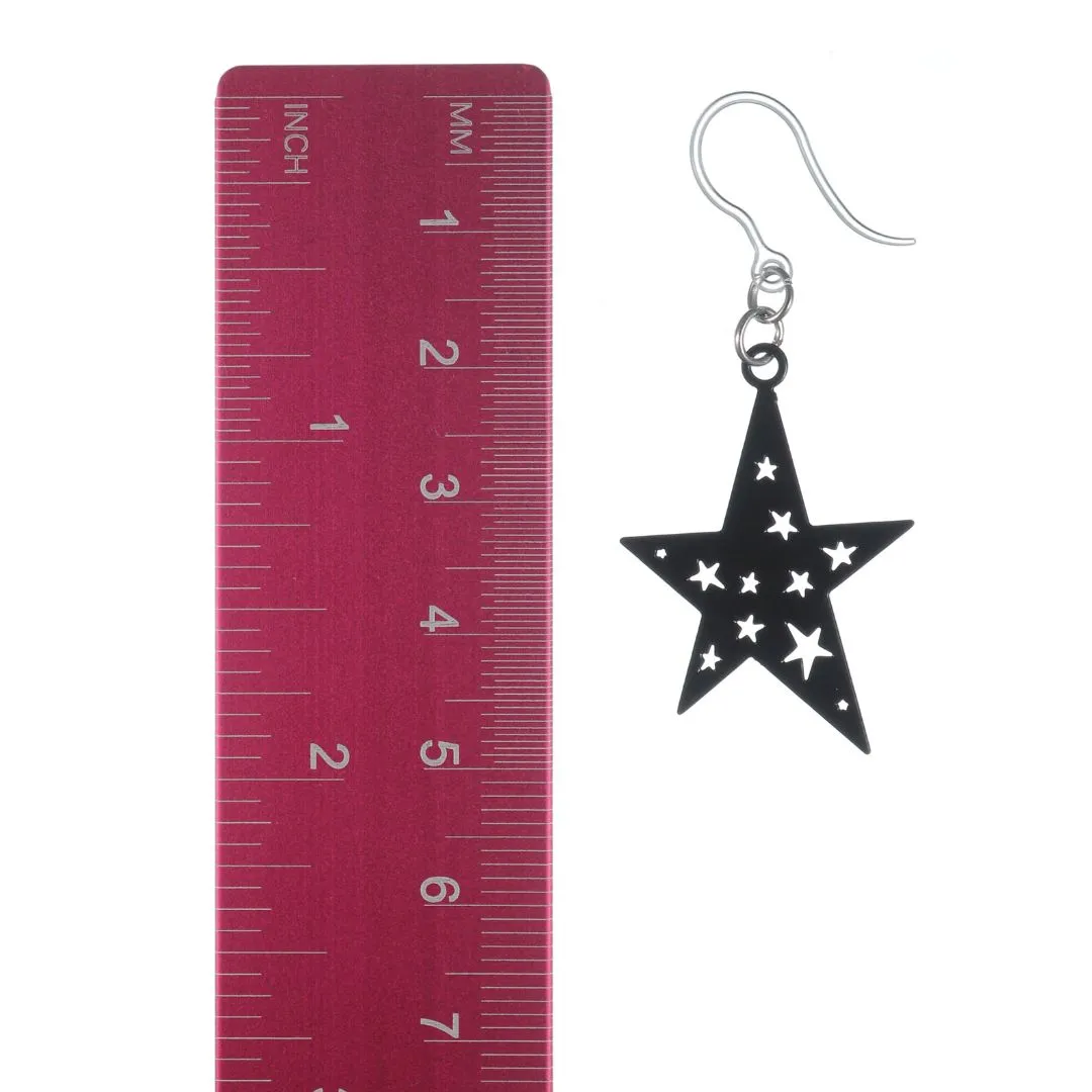 Punk Star Dangles Hypoallergenic Earrings for Sensitive Ears Made with Plastic Posts