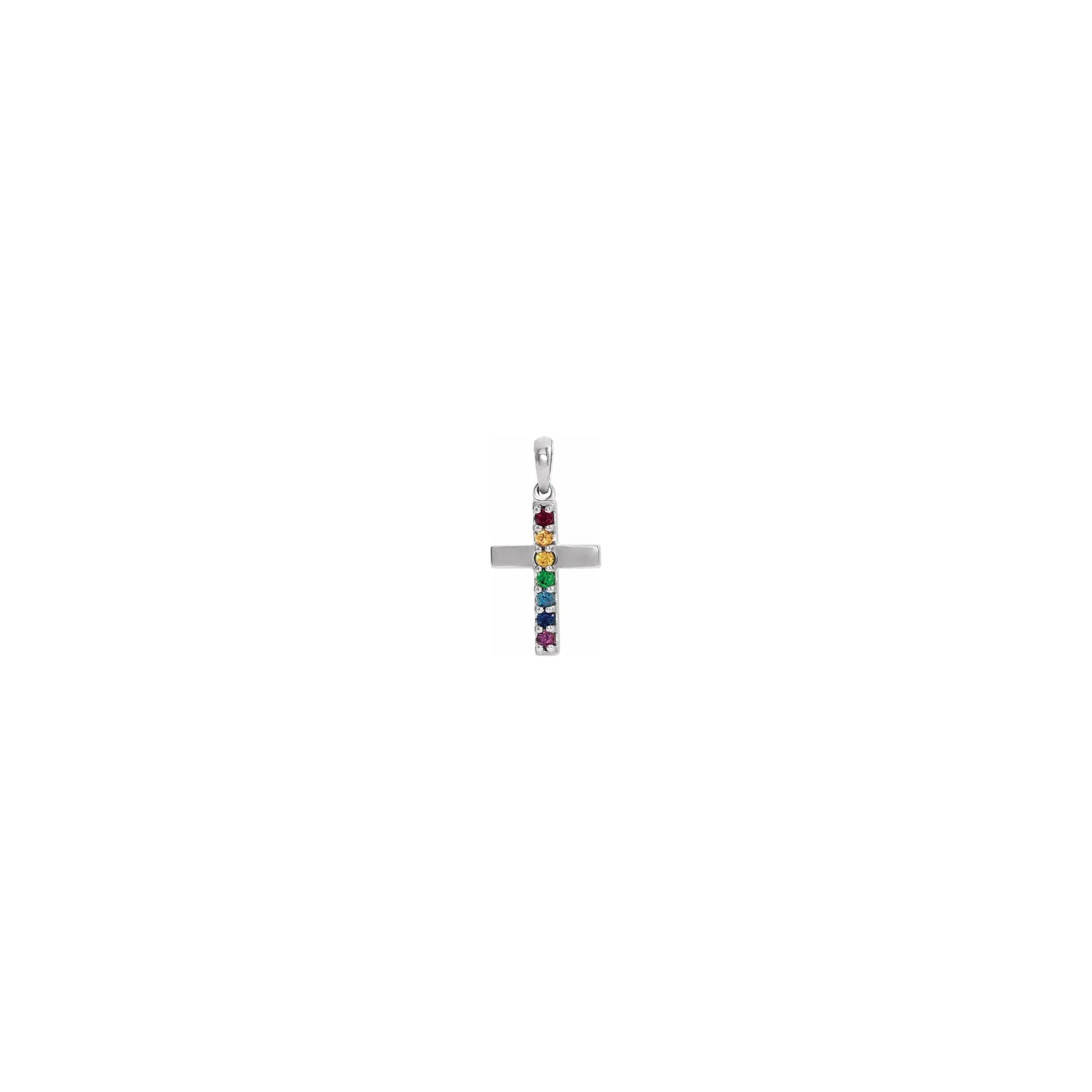 Rainbow Multi-Gemstone Cross Pendant