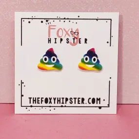 Rainbow Poop stud Earrings