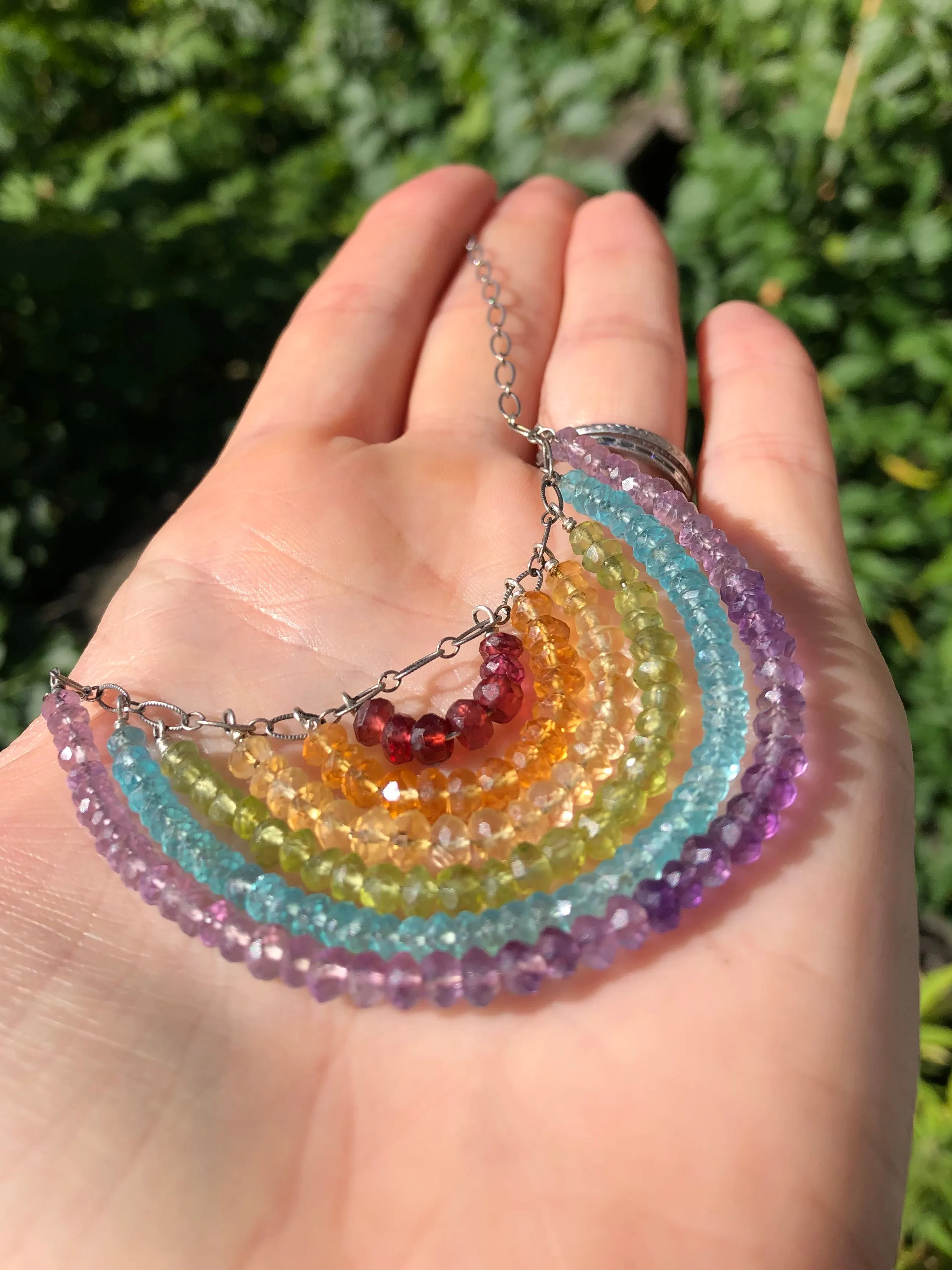 Rainbow Rondelle Gem Necklace