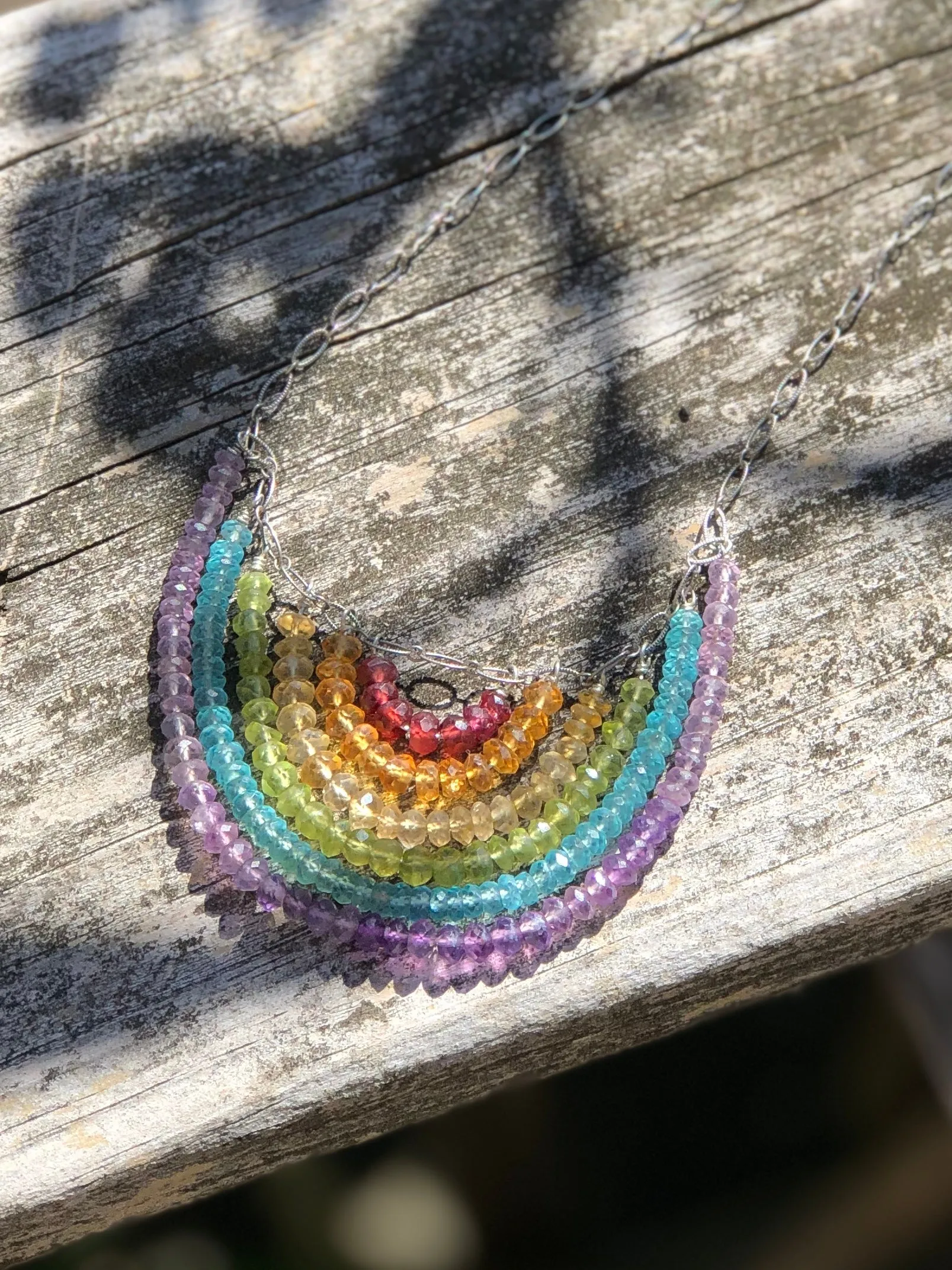 Rainbow Rondelle Gem Necklace