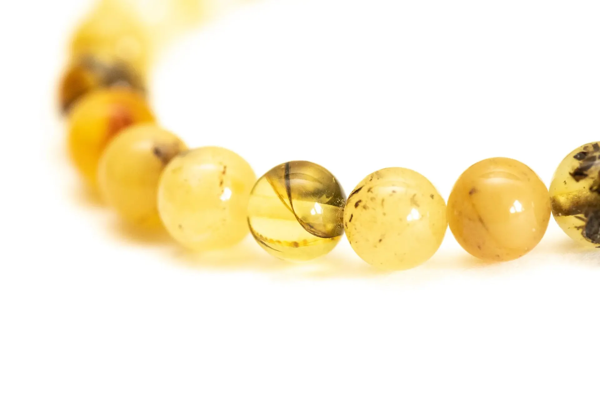 RAW Mixed Amber Sphere Bead Bracelet - Organic Yellow & Multicolour Beads