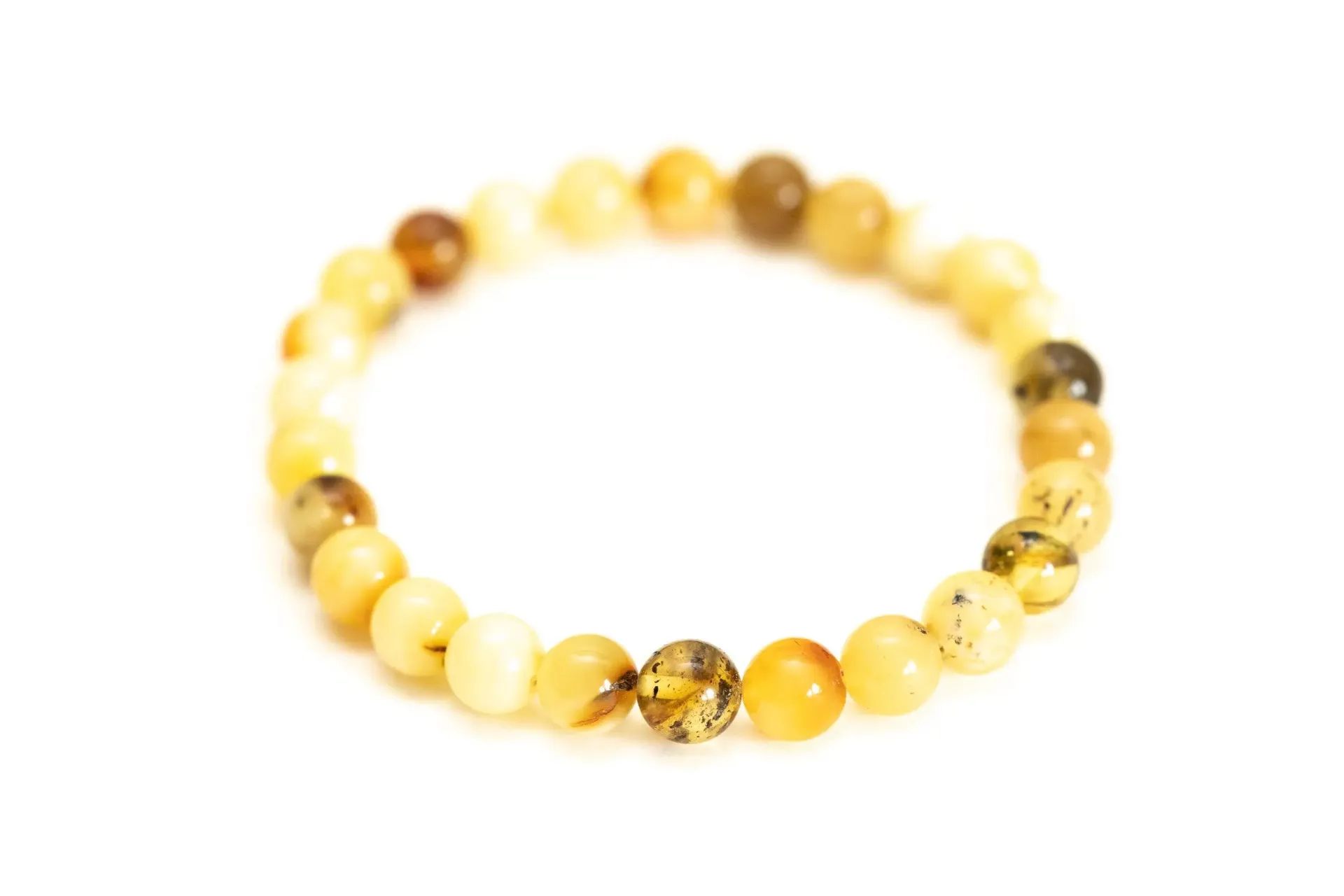 RAW Mixed Amber Sphere Bead Bracelet - Organic Yellow & Multicolour Beads