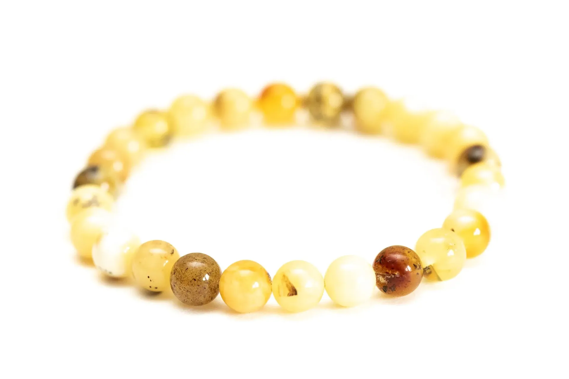 RAW Mixed Amber Sphere Bead Bracelet - Organic Yellow & Multicolour Beads