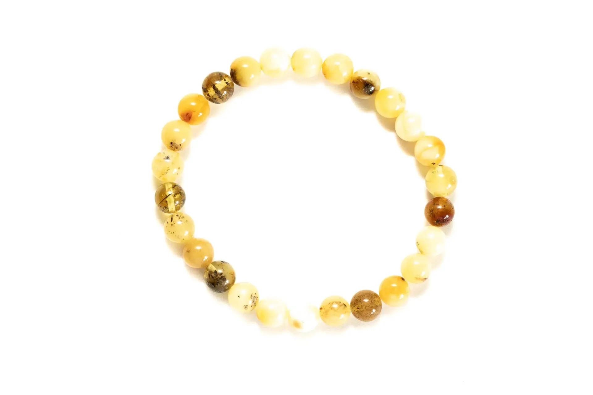 RAW Mixed Amber Sphere Bead Bracelet - Organic Yellow & Multicolour Beads